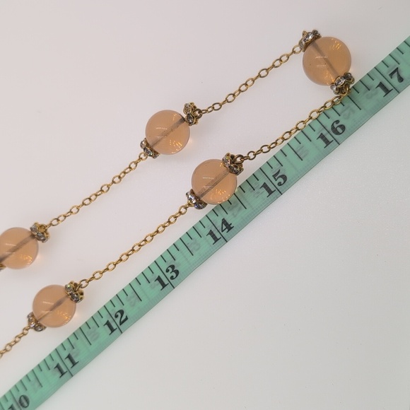 J Crew Gold Pink Glass Beads Multi Beaded Station Necklace 32 Inches - Picture 8 of 8